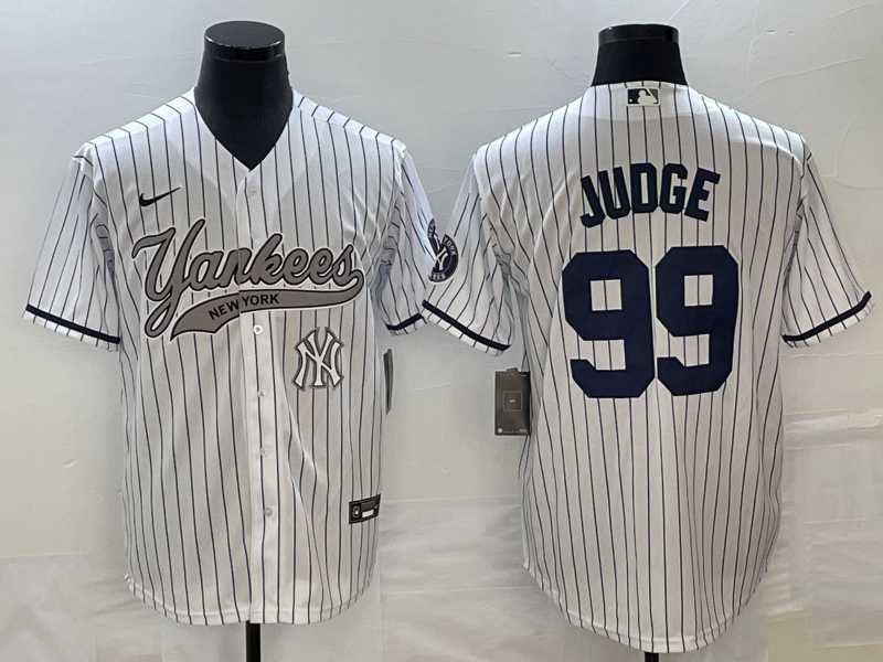 Mens New York Yankees #99 Aaron Judge White With Patch Cool Base Stitched Baseball Jersey->new york yankees->MLB Jersey